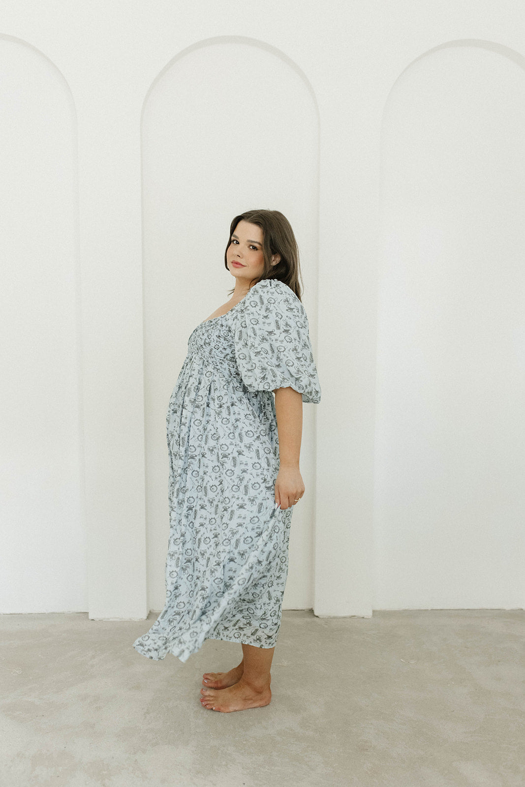 Harlow Maxi Dress in Blue Vintage Tea - Bump Friendly & Inclusive Sizing (S-3XL)