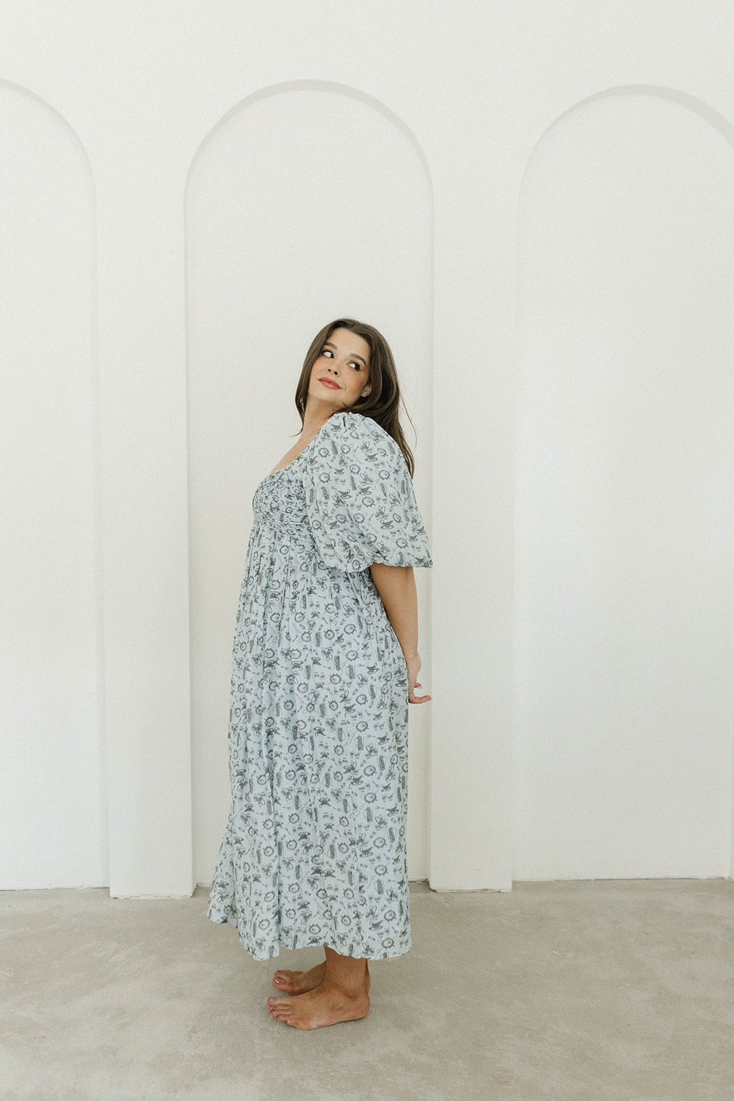 Harlow Maxi Dress in Blue Vintage Tea - Bump Friendly & Inclusive Sizing (S-3XL)