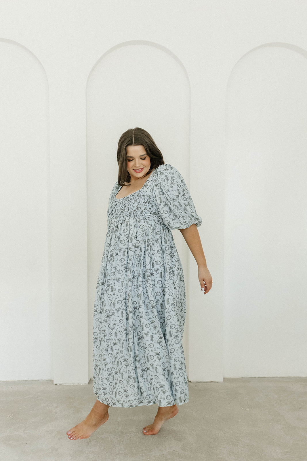 Harlow Maxi Dress in Blue Vintage Tea - Bump Friendly & Inclusive Sizing (S-3XL)