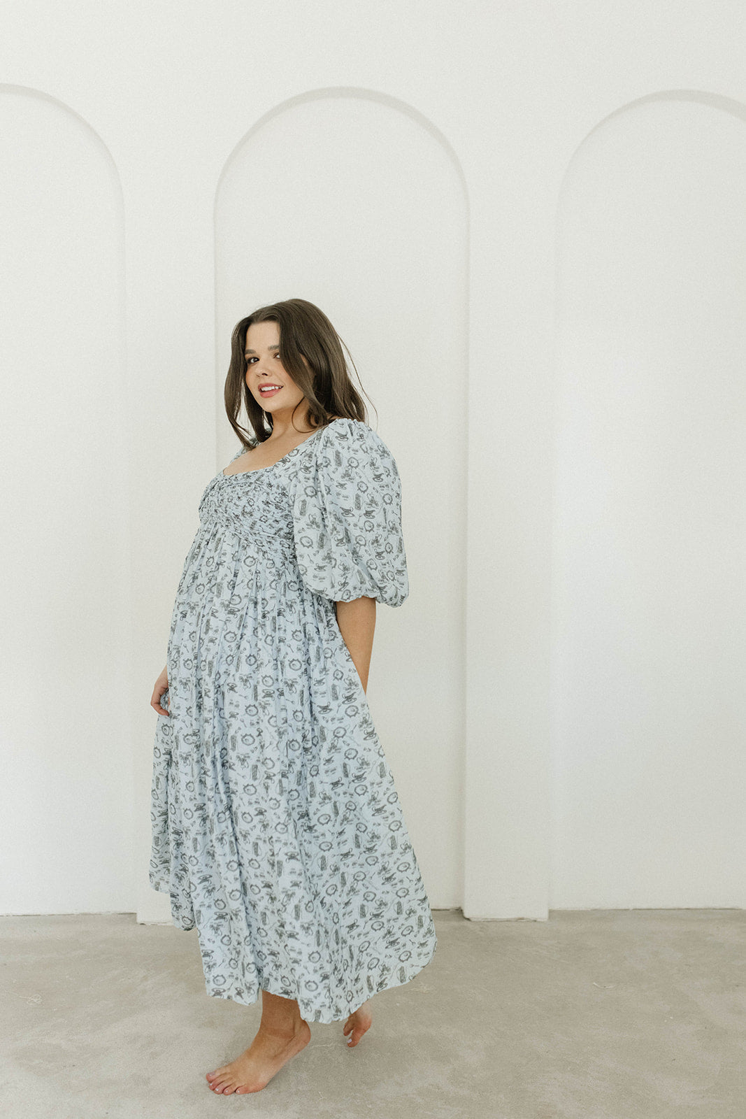 Harlow Maxi Dress in Blue Vintage Tea - Bump Friendly & Inclusive Sizing (S-3XL)