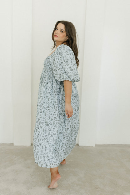 Harlow Maxi Dress in Blue Vintage Tea - Bump Friendly & Inclusive Sizing (S-3XL)