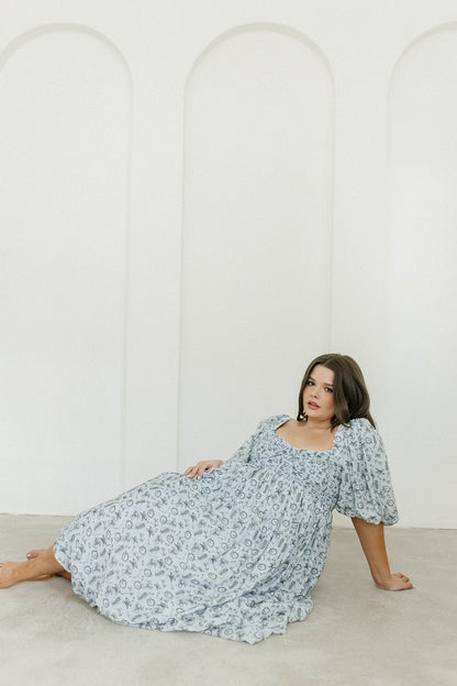 Harlow Maxi Dress in Blue Vintage Tea - Bump Friendly & Inclusive Sizing (S-3XL)