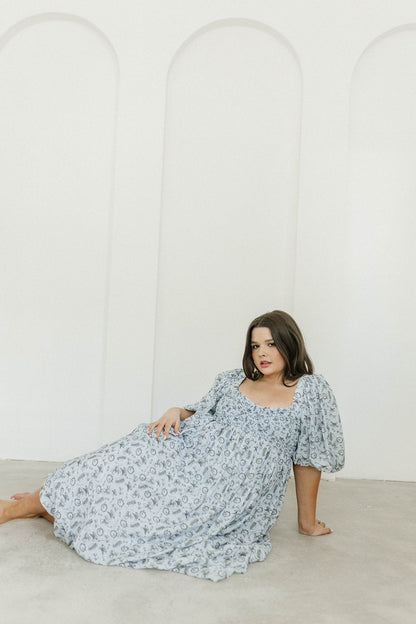 Harlow Maxi Dress in Blue Vintage Tea - Bump Friendly & Inclusive Sizing (S-3XL)