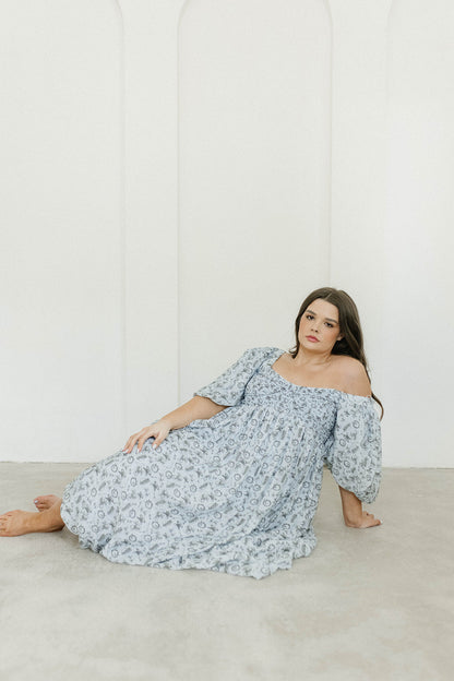 Harlow Maxi Dress in Blue Vintage Tea - Bump Friendly & Inclusive Sizing (S-3XL)