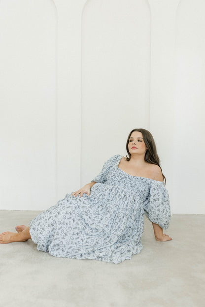 Harlow Maxi Dress in Blue Vintage Tea - Bump Friendly & Inclusive Sizing (S-3XL)