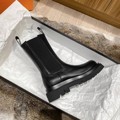 Women's leather chelsea boots with chunky sole