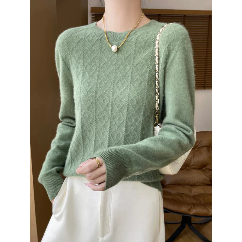 Celina women's merino wool sweater, classic and elegant