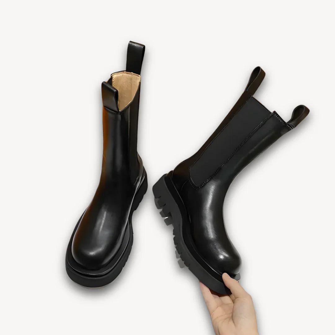 Women's leather chelsea boots with chunky sole