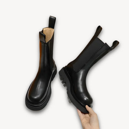 Women's leather chelsea boots with chunky sole