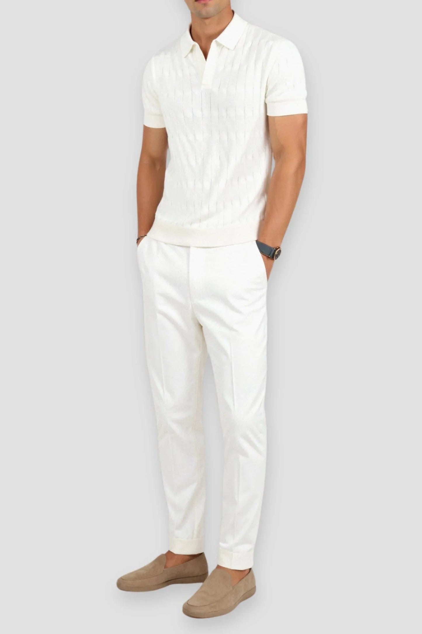 Classic white men’s polo shirt