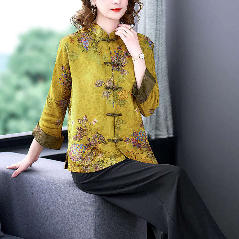 Moriah classic silk coat with buttons – women