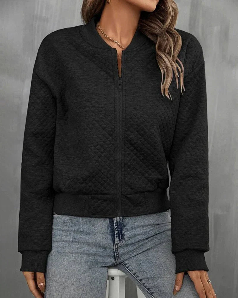 Long-sleeve knit zip jacket – women