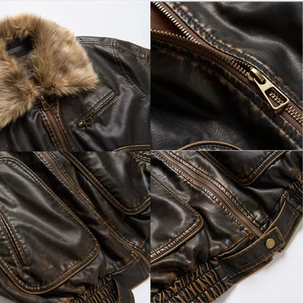 Olga Vintage Faux Fur Leather Jacket