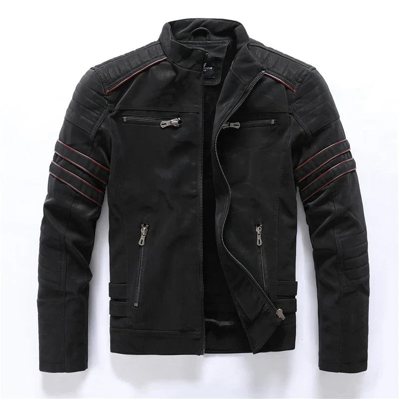 Men's biker jacket with zipper – striking leather design