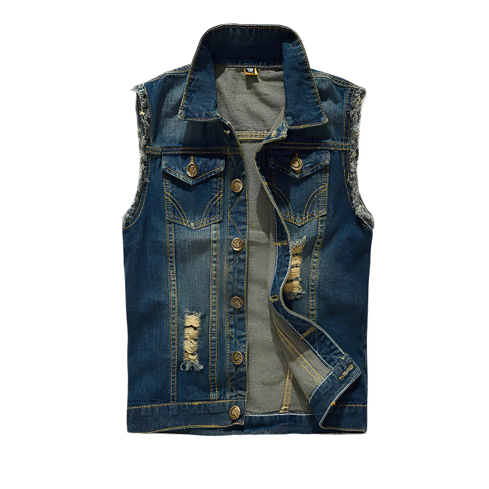 Morley retro denim vest with pockets – men