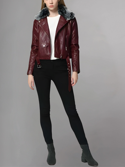 Women’s Faux Fur Quilted Moto Jacket