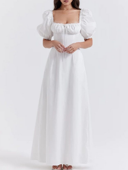 Candace Maxi Dress in Off-White - 100% Linen - Bump Friendly