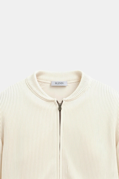 Elegant minimalist zip knit cardigan – men