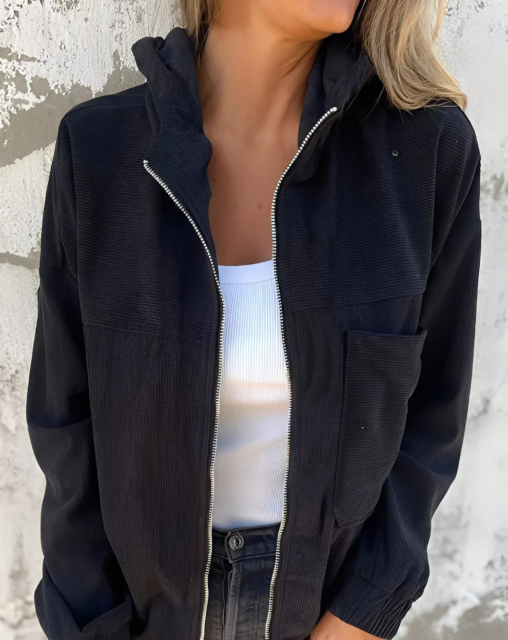 Gillian casual cord jacket with hood – women