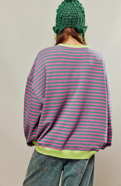 Oversized striped sweatshirt for women