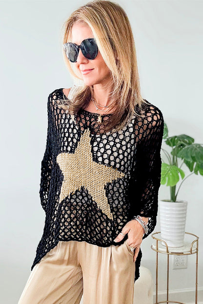 White Star Hollow Knitted Oversized Summer Tee