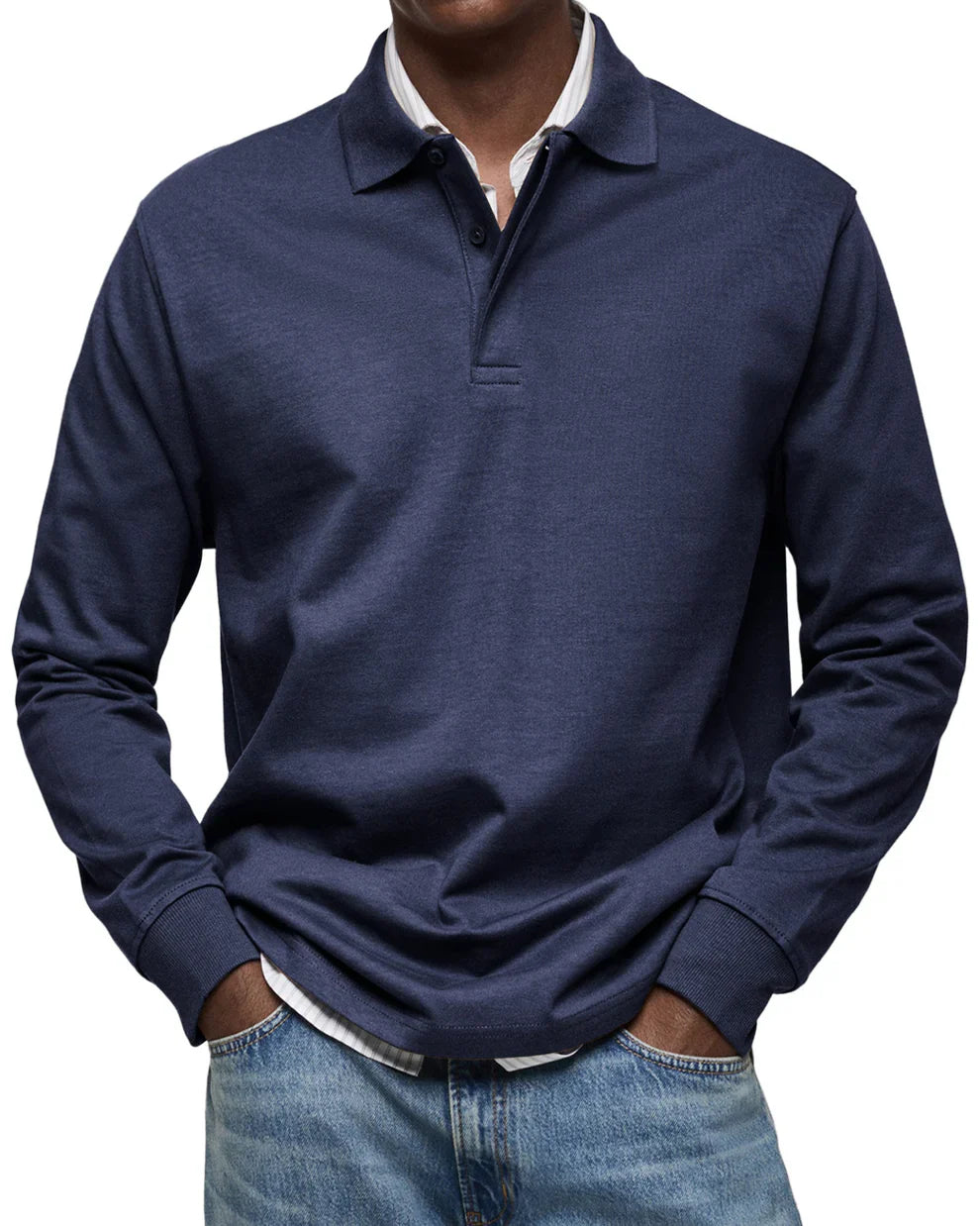 Dewey simple long-sleeve polo shirt – men