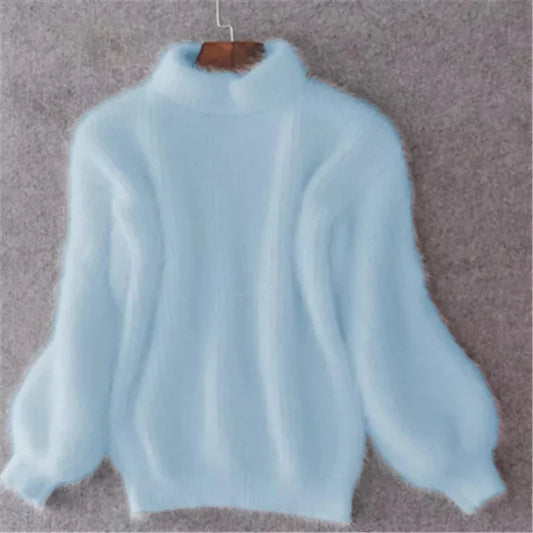 Mohair turtleneck knit sweater – women