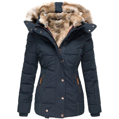 Aurora – warm, lined winter jacket with fur hood and zippered pockets