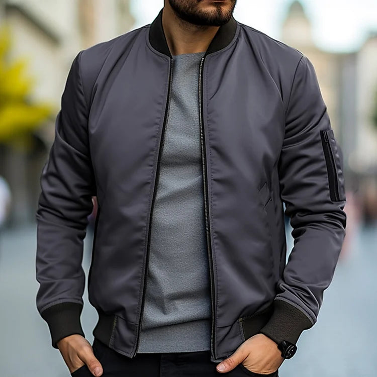 Men's bomber jacket with high collar and zipper