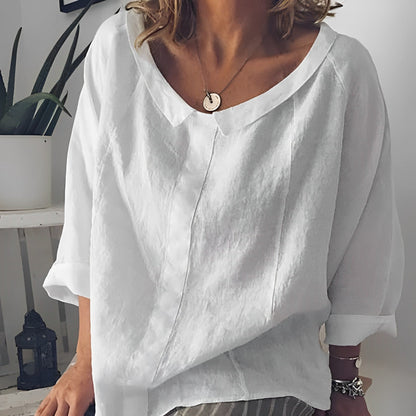 Linen blouse with loose collar - isolde