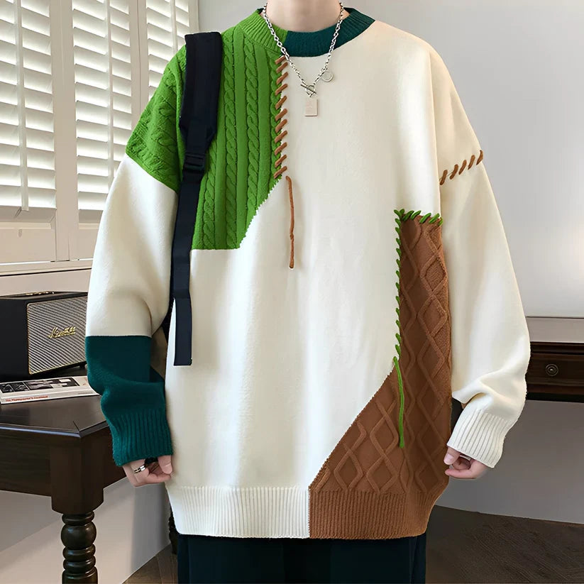 Carter stylish warm patchwork pullover – men