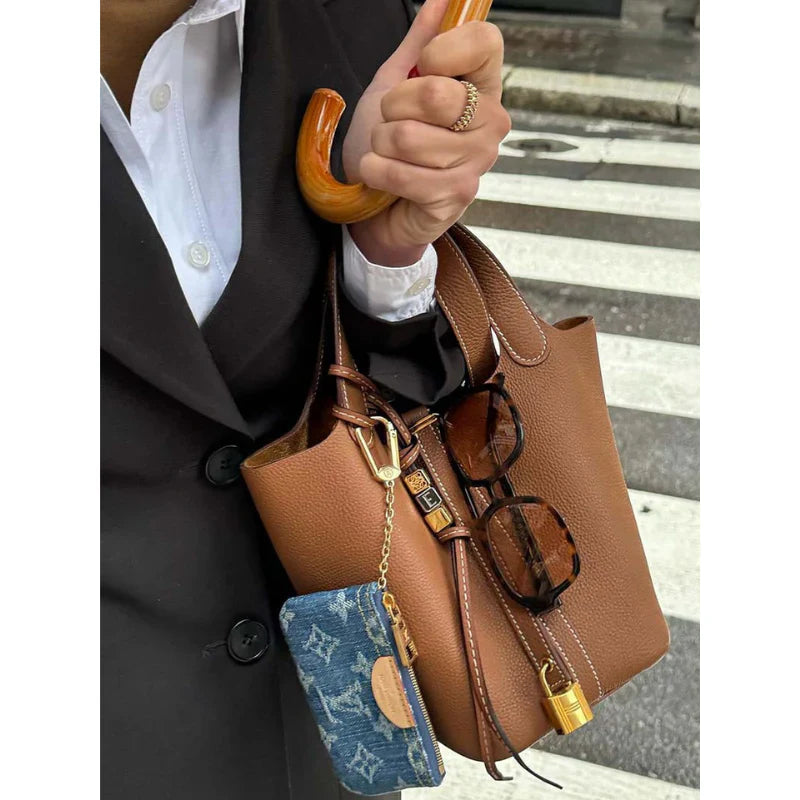 Aurelia bucket shoulder bag with lock detail