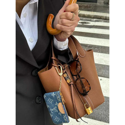 Aurelia bucket shoulder bag with lock detail