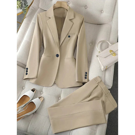 Classic women's blazer set with lapel collar