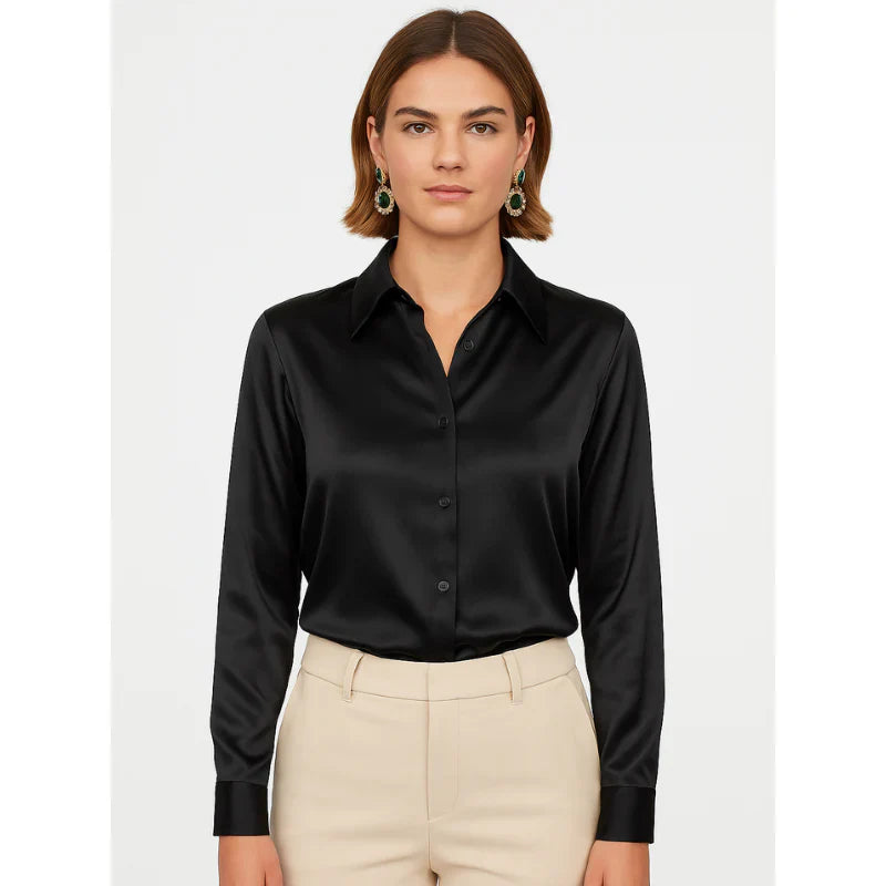 Elegant women's satin blouse with button details