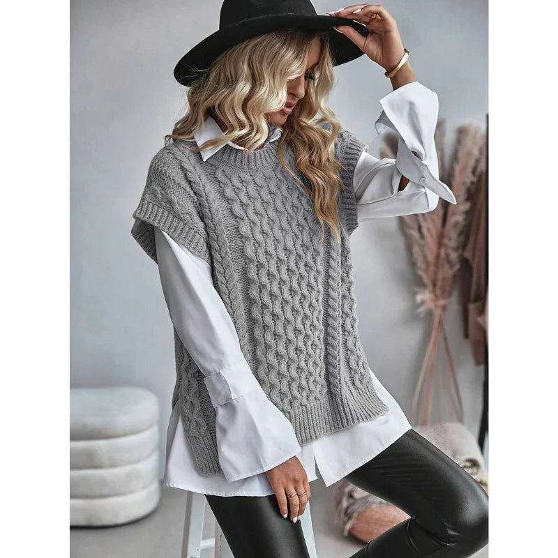 Sleeveless women's knitted vest in a timeless design