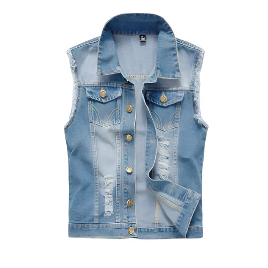 Morley retro denim vest with pockets – men