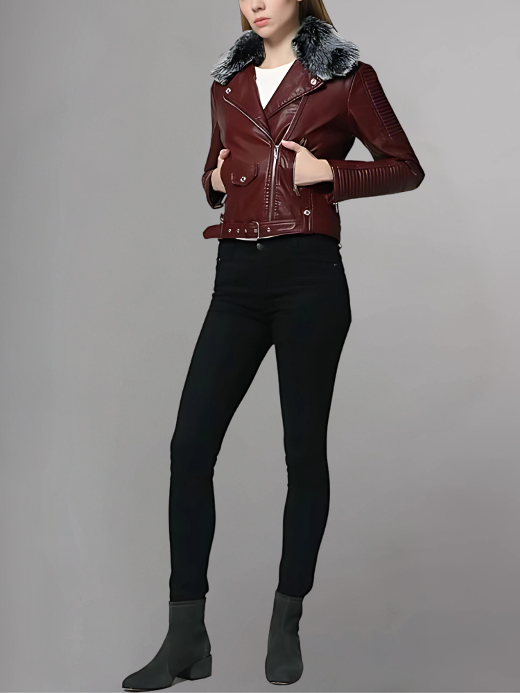 Women’s Faux Fur Quilted Moto Jacket