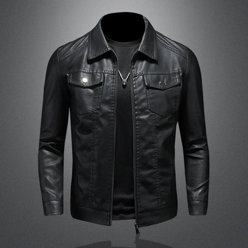 Nelson casual biker leather jacket – men