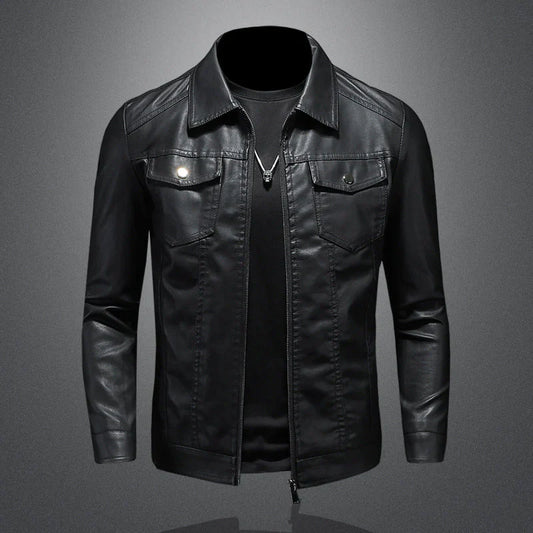 Nelson casual biker leather jacket – men