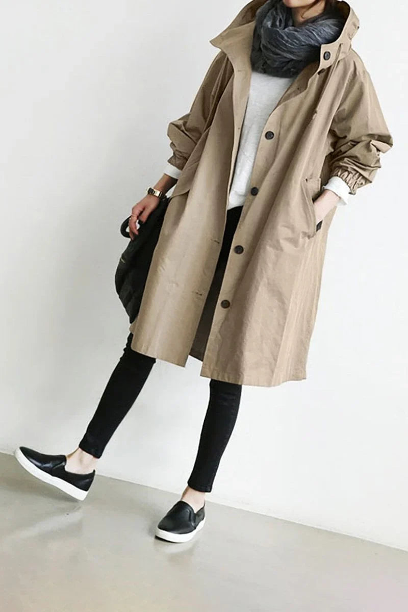 Amaya - waterproof trench coat with hood for women