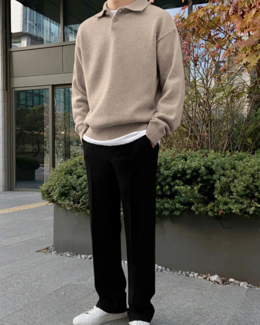 Andrew cozy wool knit polo sweater – men