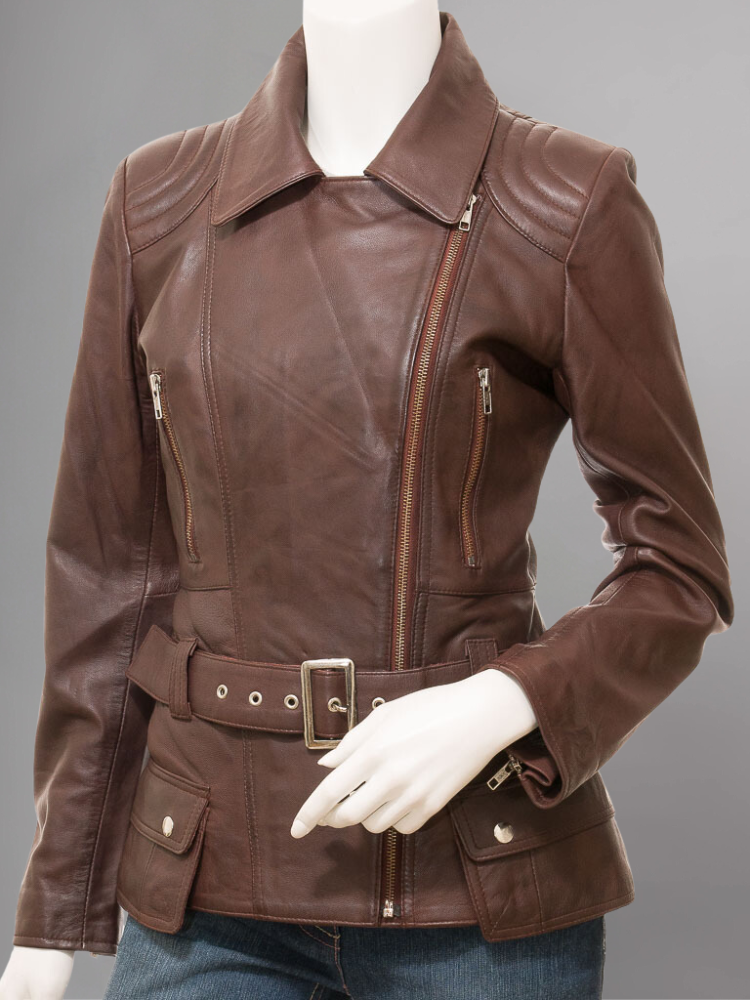 Women's Vintage Real Leather Jacket for Biker Style