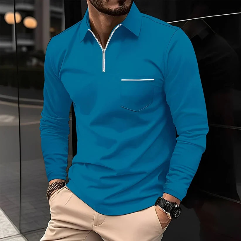 Florent long-sleeve polo with zip – men