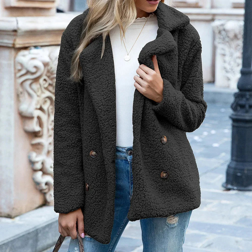 Mid-length double-breasted coat – women