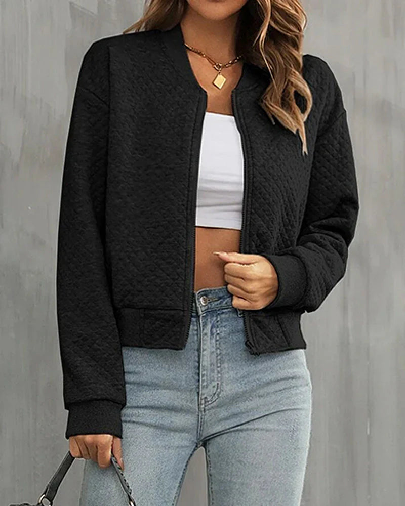 Long-sleeve knit zip jacket – women