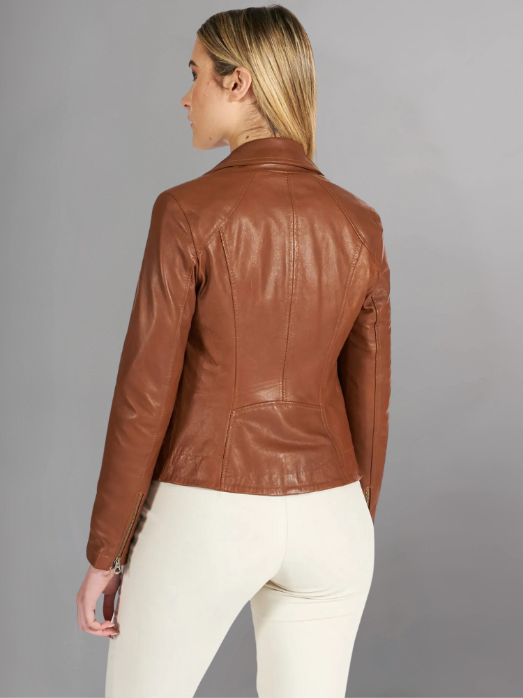 Women's Genuine Lambskin Leather Motorcycle Jacket