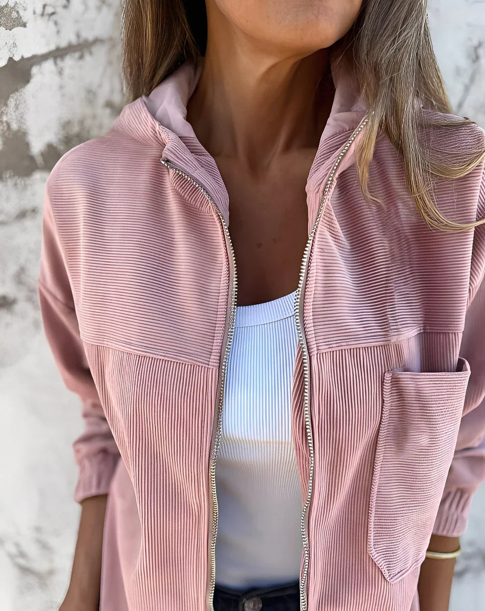 Gillian casual cord jacket with hood – women