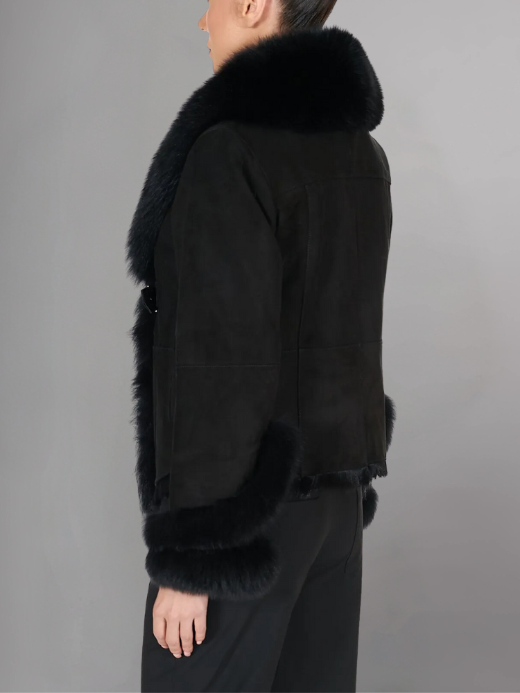 Elbow Street Fashion Winter Shearling Leather jacket