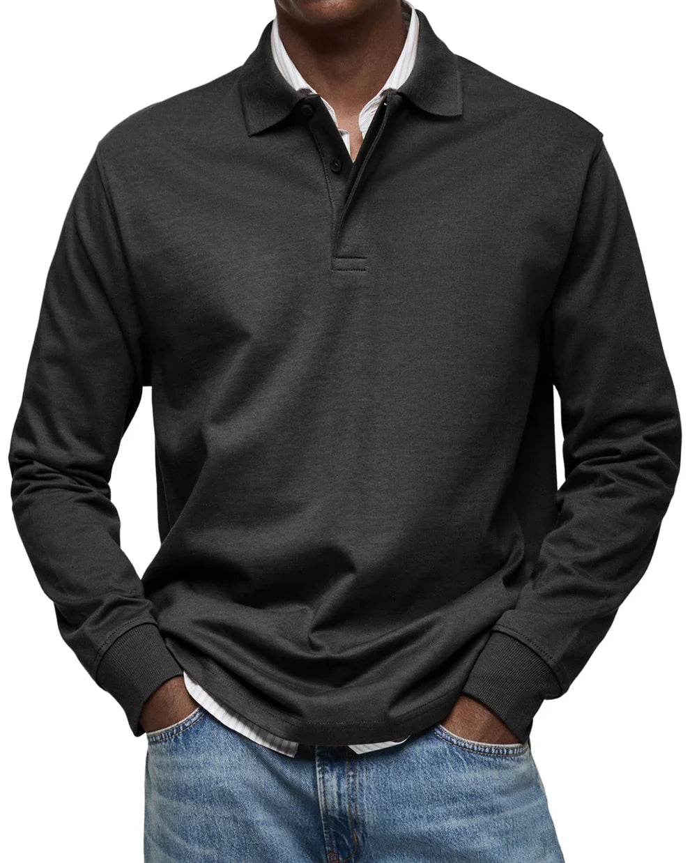 Dewey simple long-sleeve polo shirt – men
